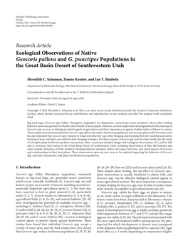 Research Article Ecological Observations of Native Geocoris Pallens and G