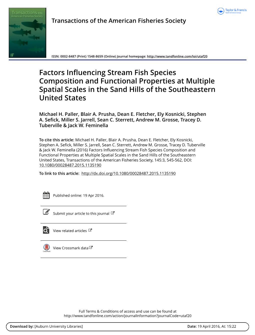 Factors Influencing Stream Fish Species