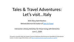 Tales & Travel Adventures: Let's Visit…Italy