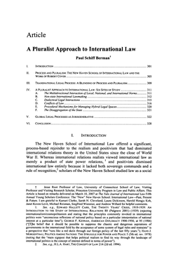 A Pluralist Approach to International Law T Paul Schiff Berman