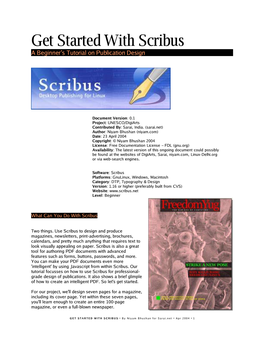 Get Started with Scribus a Beginner’S Tutorial on Publication Design