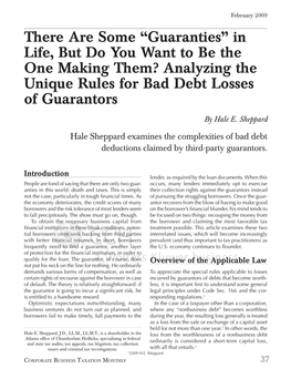 Analyzing the Unique Rules for Bad Debt Losses of Guarantors
