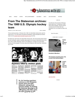 From the Statesman Archives: the 1980 U.S. Olympic Hockey Team (2016-02-22)