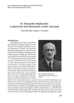 Dr Alexander Majkowski: a Physician and Kashubian Writer and Poet