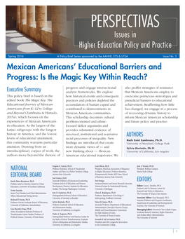 PERSPECTIVAS Issues in Higher Education Policy and Practice