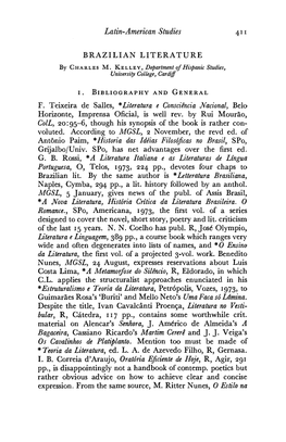 F. Teixeira De Salles, *Literatura E Consciencia National, Belo Antonio Paim, *Historia Das Ideias Filosoficas No Brasil, Spo, G