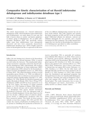 Comparative Kinetic Characterization of Rat Thyroid Iodotyrosine Dehalogenase and Iodothyronine Deiodinase Type 1