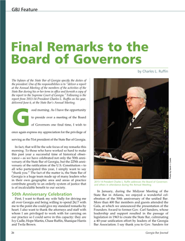 Final Remarks to the Board of Governors by Charles L