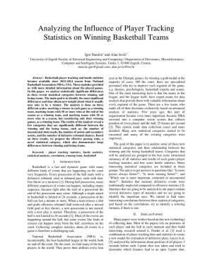 Analyzing the Influence of Player Tracking Statistics on Winning Basketball Teams