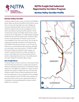 Raritan Valley Corridor Profile to 6.7 Million People