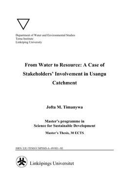 From Water to Resource: a Case of Stakeholders' Involvement In