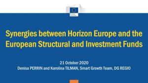Synergies Between Horizon Europe and the European Structural and Investment Funds