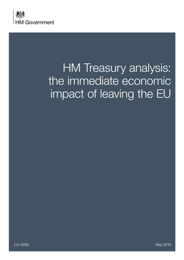 HM Treasury Analysis: the Immediate Impact of Leaving the EU