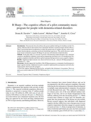 B Sharp-The Cognitive Effects of a Pilot Community Music Program For