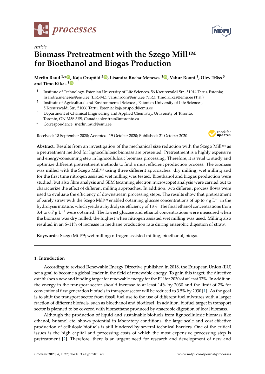 Biomass Pretreatment With The Szego Mill For Bioethanol And Biogas Production Docslib