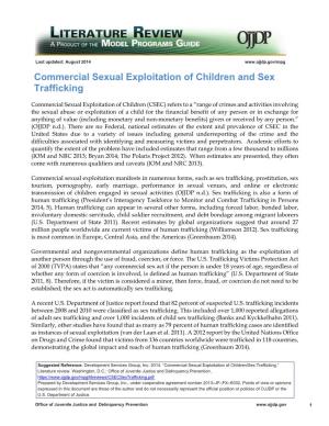 Commercial Sexual Exploitation of Children/Sex Trafficking.“ Literature Review