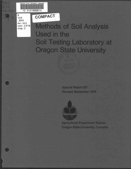 • .S of Soil Analysis Used in the Soil Testing Laboratory at Oregon State University