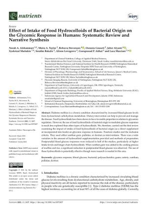 Effect of Intake of Food Hydrocolloids of Bacterial Origin on the Glycemic Response in Humans: Systematic Review and Narrative Synthesis