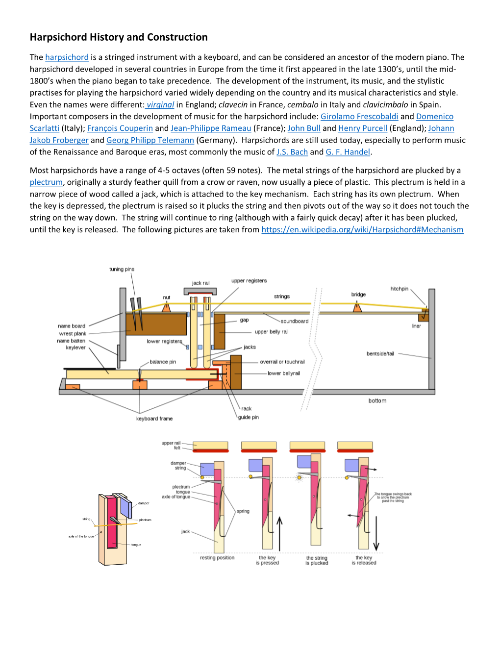 Harpsichord History and Construction