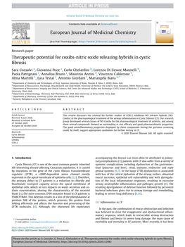 Therapeutic Potential for Coxibs-Nitric Oxide Releasing Hybrids in Cystic ﬁbrosis