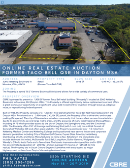 Online Real Estate Auction Former Taco Bell Qsr in Dayton Msa