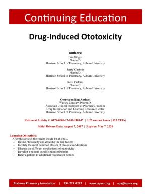 Drug-Induced Ototoxicity