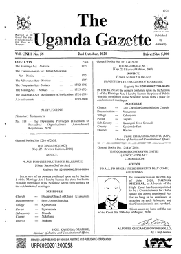 The Uganda Gazette Published