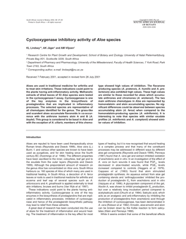 Cyclooxygenase Inhibitory Activity of Aloe Species