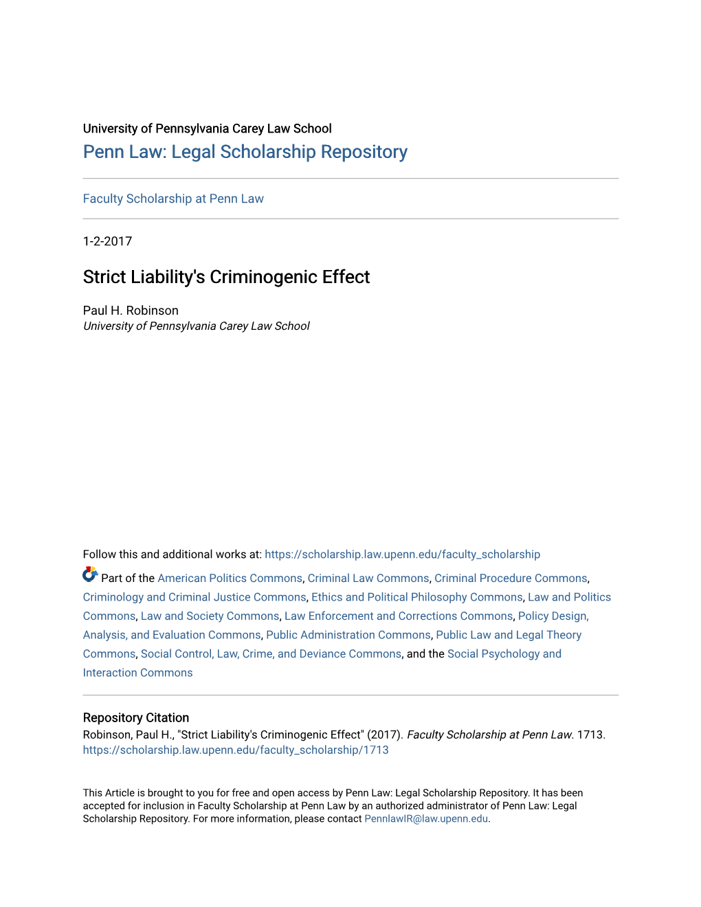 Strict Liability's Criminogenic Effect