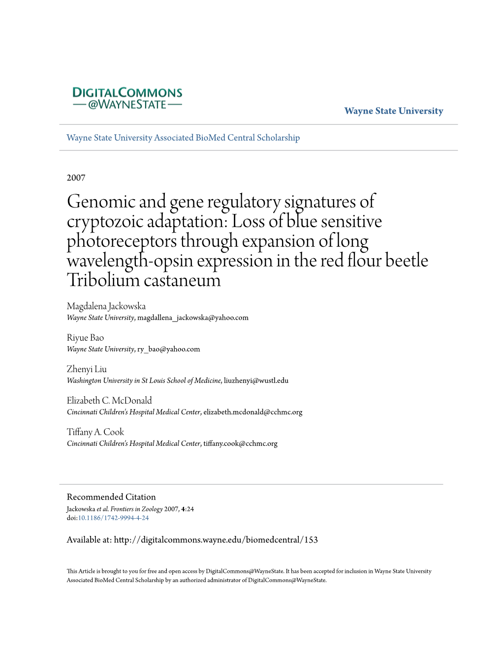 Genomic and Gene Regulatory Signatures of Cryptozoic Adaptation