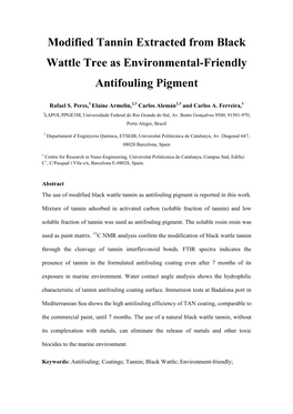 Modified Tannin Extracted from Black Wattle Tree As Environmental-Friendly Antifouling Pigment