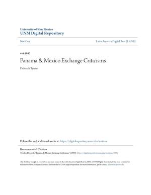 Panama & Mexico Exchange Criticisms by Deborah Tyroler Category/Department: General Published: Friday, April 6, 1990