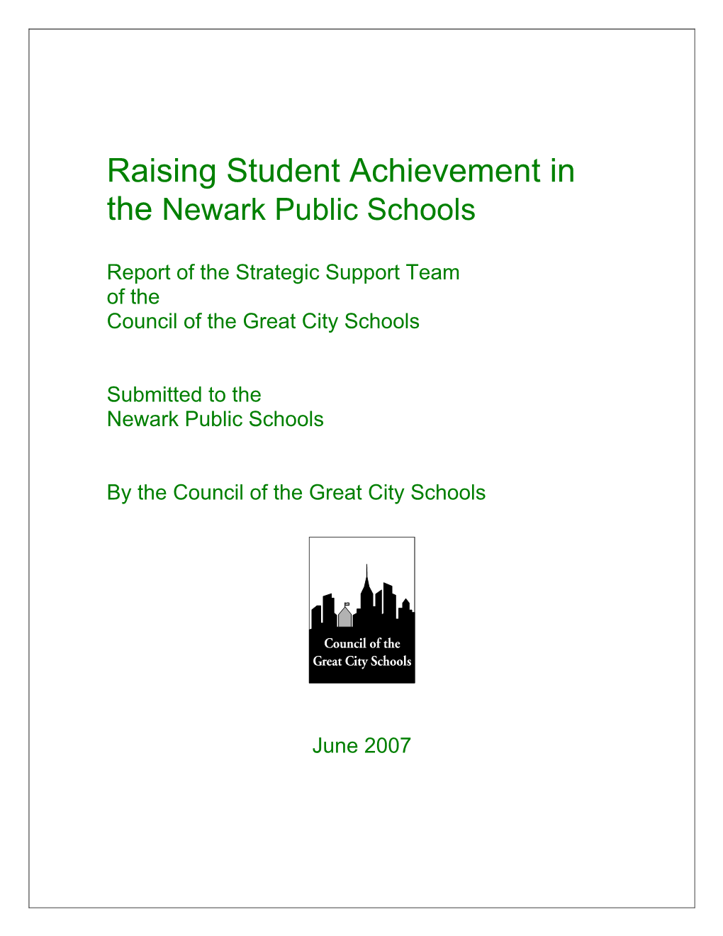 Raising Student Achievement in the Newark Public Schools