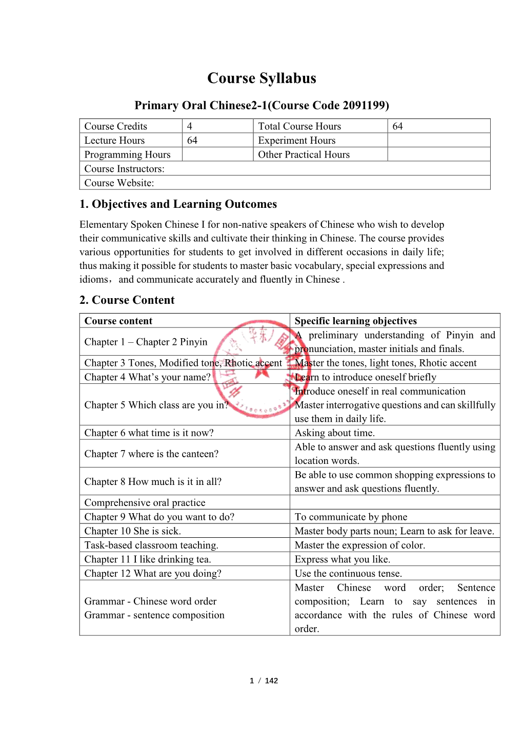 Course Syllabus