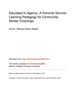 A Feminist Service- Learning Pedagogy for Community Border Crossings