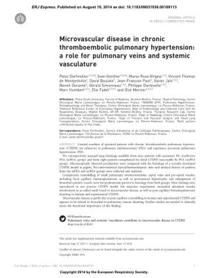 Microvascular Disease in Chronic Thromboembolic Pulmonary Hypertension: a Role for Pulmonary Veins and Systemic Vasculature