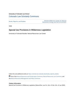 Special Use Provisions in Wilderness Legislation