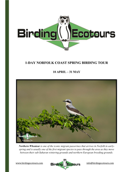 1-Day Norfolk Coast Spring Birding Tour