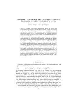 Homotopy Completion and Topological Quillen Homology of Structured Ring Spectra