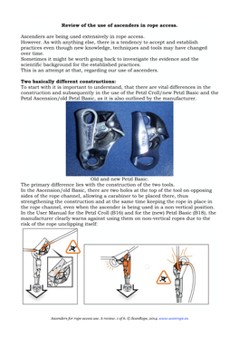 Reviewing Ascenders for Rope Access