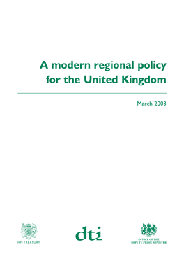 A Modern Regional Policy for the United Kingdom