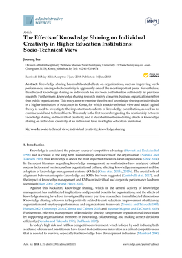The Effects of Knowledge Sharing on Individual Creativity in Higher Education Institutions: Socio-Technical View