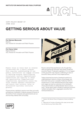 Getting Serious About Value