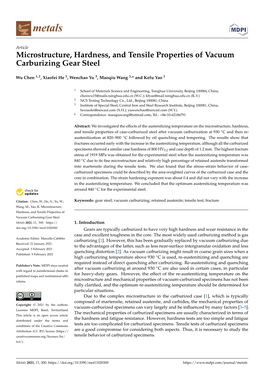 Microstructure, Hardness, and Tensile Properties of Vacuum Carburizing Gear Steel