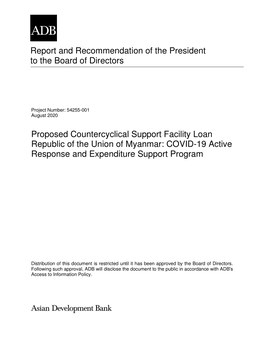 COVID-19 Active Response and Expenditure Support Program: Report and Recommendation of the President