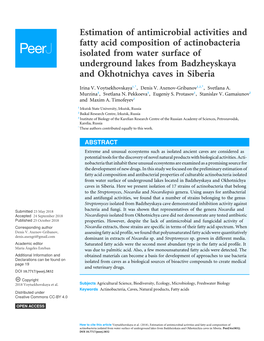 Estimation of Antimicrobial Activities and Fatty Acid Composition Of