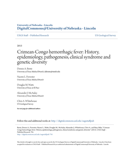 Crimean-Congo Hemorrhagic Fever: History, Epidemiology, Pathogenesis, Clinical Syndrome and Genetic Diversity Dennis A