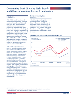 Community Bank Liquidity Risk: Trends and Observations from Recent Examinations