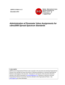 Administration of Parameter Value Assignments for Cdma2000 Spread Spectrum Standards