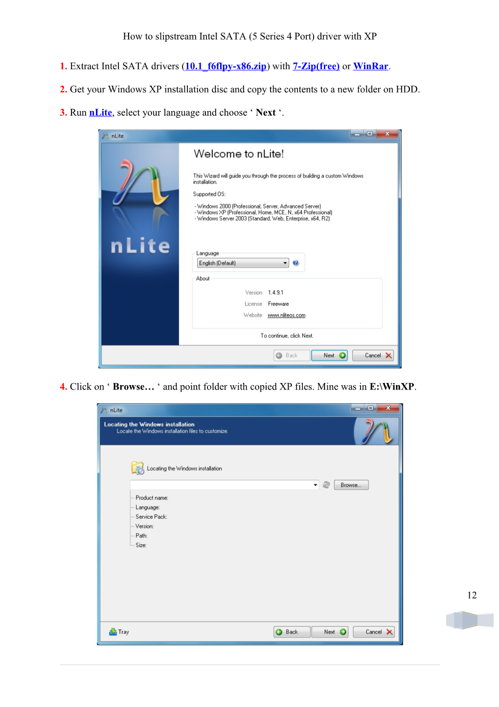 How to Slipstream Intel SATA (5 Series 4 Port) Driver with XP